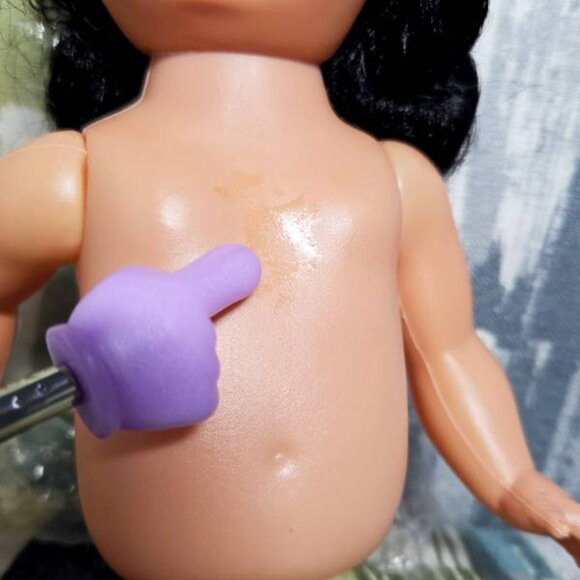 Vtg Fibre Craft Doll Pillow Doll 8" Tall Poupee Coussin Brown Hair Brown Eyes - Picture 9 of 10